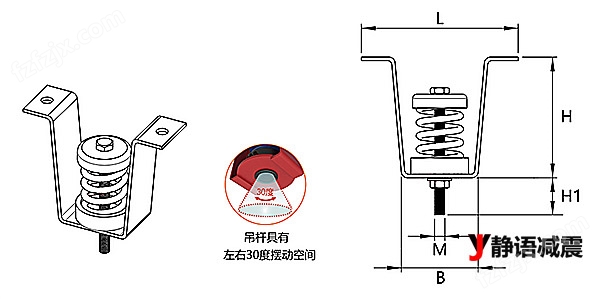 上海静语HSV型吊架阻尼减震器结构图纸
