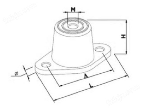 RM型橡胶减震器结构图：